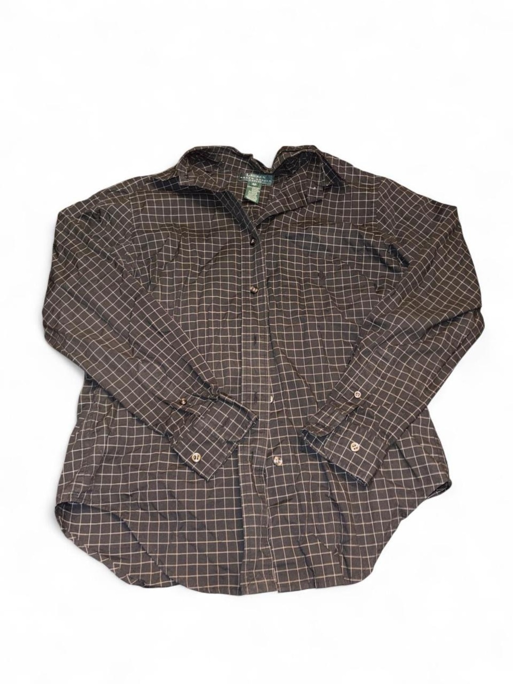 Women’s dark gray Windowpane Button-Up dress Shirt